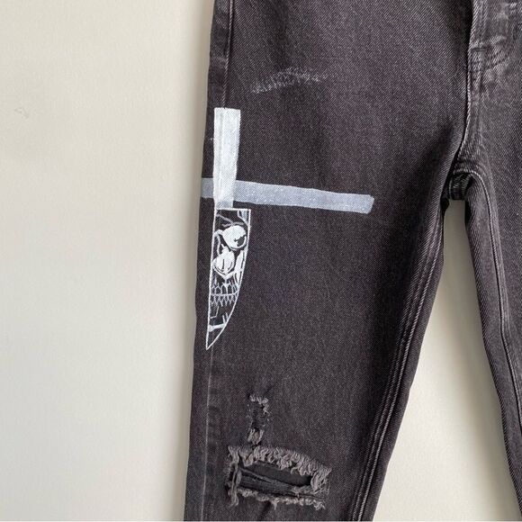 Pacsun Ultra High Rise Slim Painted Black Denim Jeans - Picture 2 of 8